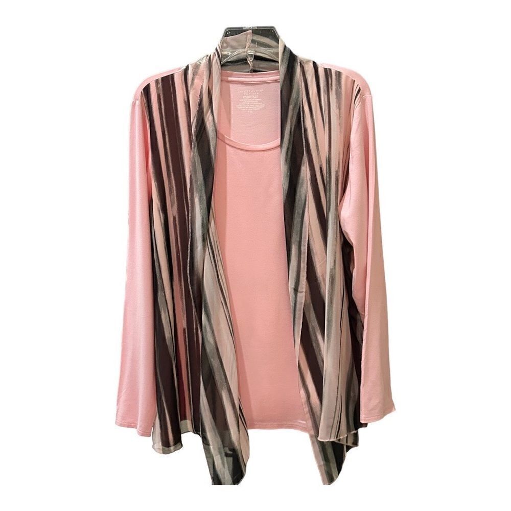 Investments blouse pink & gray beautiful lightweight